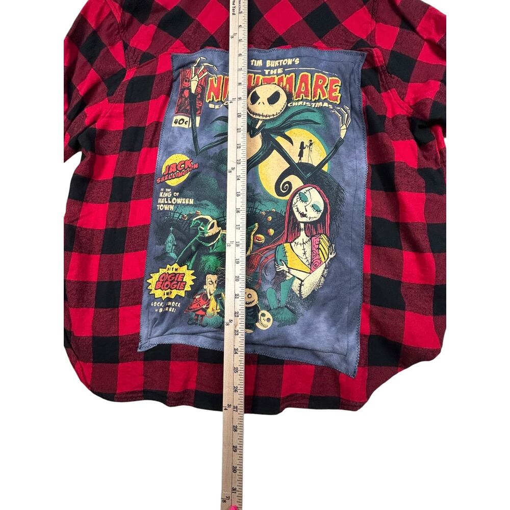 The Nightmare Before Christmas Upcycled Buffalo Plaid Flannel Shirt XXL - Picture 5 of 11